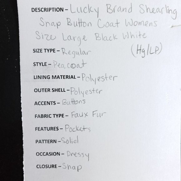 Lucky Brand Shearling Snap Button Coat Women's Size Large Black White - Picture 7 of 7